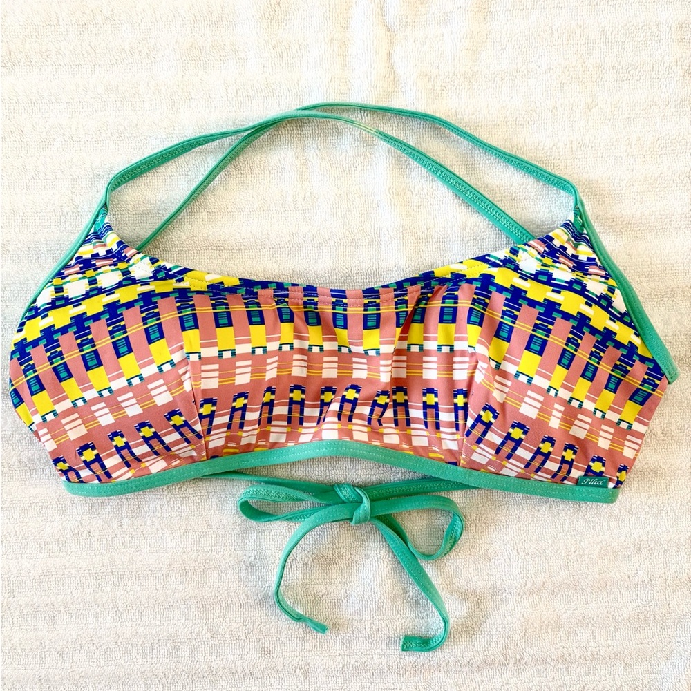 Piha New Zealand Patterned Tie Back Bikini Top, Size L/12, see notes*
